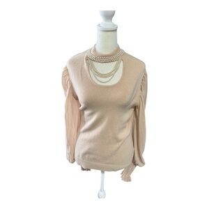 Antwelfth Blush Pink Blouse with Pearl Accents Size XL